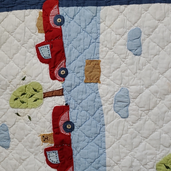 Quilted truck baby blanket - Picture 2 of 6